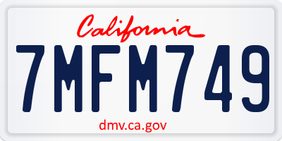 CA license plate 7MFM749