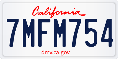 CA license plate 7MFM754