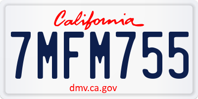 CA license plate 7MFM755