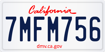 CA license plate 7MFM756