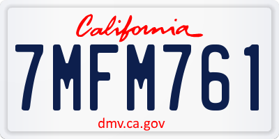 CA license plate 7MFM761