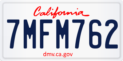 CA license plate 7MFM762