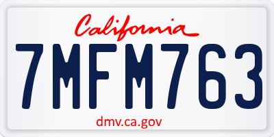 CA license plate 7MFM763