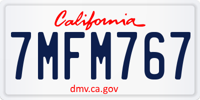 CA license plate 7MFM767