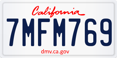 CA license plate 7MFM769