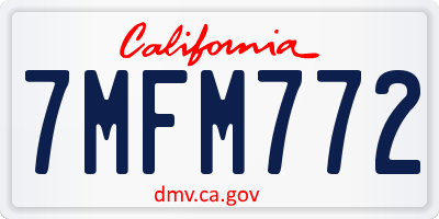 CA license plate 7MFM772