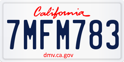 CA license plate 7MFM783