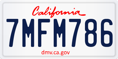 CA license plate 7MFM786