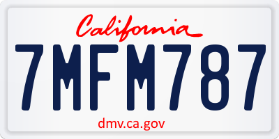 CA license plate 7MFM787