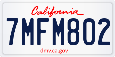 CA license plate 7MFM802