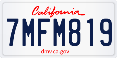 CA license plate 7MFM819