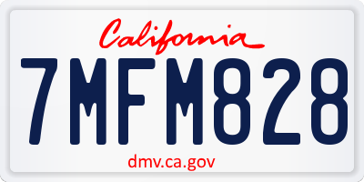 CA license plate 7MFM828