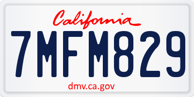 CA license plate 7MFM829