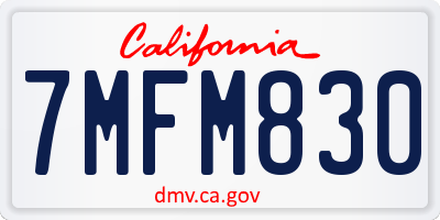 CA license plate 7MFM830
