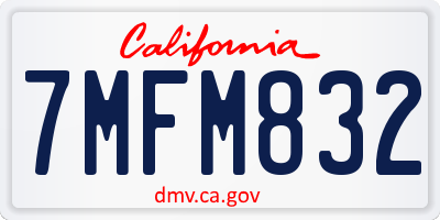 CA license plate 7MFM832
