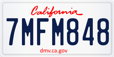 CA license plate 7MFM848
