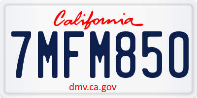 CA license plate 7MFM850