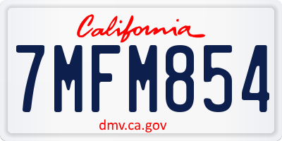 CA license plate 7MFM854