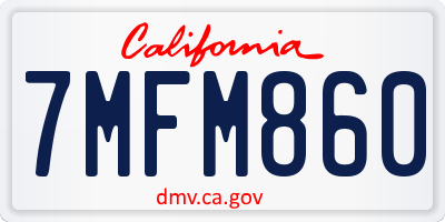 CA license plate 7MFM860