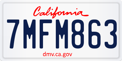 CA license plate 7MFM863