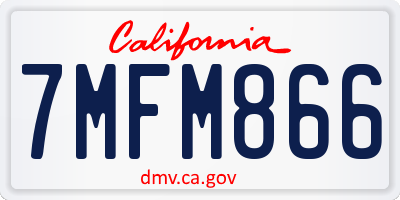 CA license plate 7MFM866