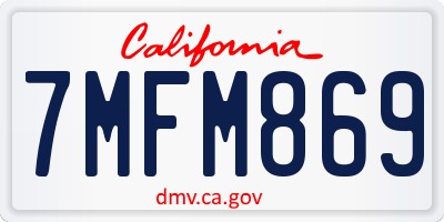 CA license plate 7MFM869
