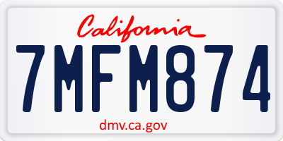 CA license plate 7MFM874
