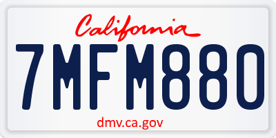 CA license plate 7MFM880