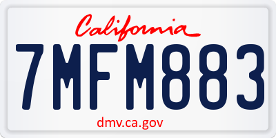 CA license plate 7MFM883