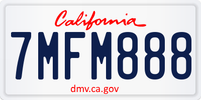 CA license plate 7MFM888