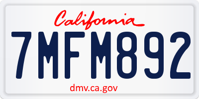 CA license plate 7MFM892