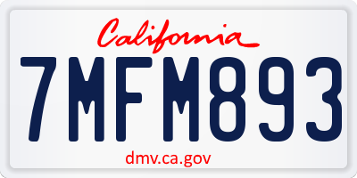 CA license plate 7MFM893