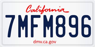 CA license plate 7MFM896