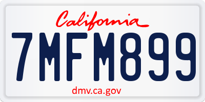 CA license plate 7MFM899