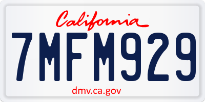 CA license plate 7MFM929