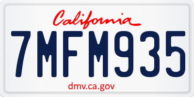 CA license plate 7MFM935