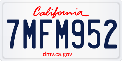 CA license plate 7MFM952