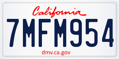 CA license plate 7MFM954