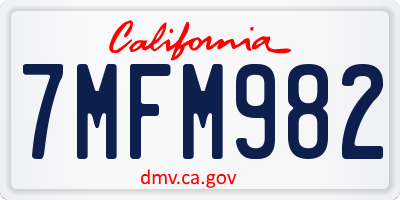 CA license plate 7MFM982