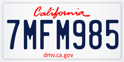 CA license plate 7MFM985