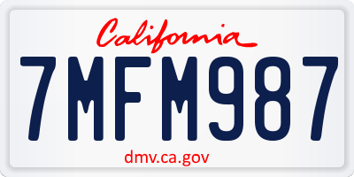 CA license plate 7MFM987