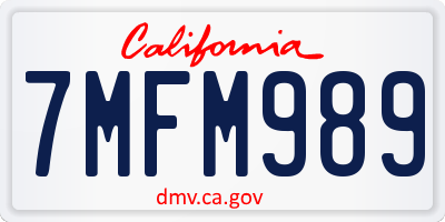CA license plate 7MFM989