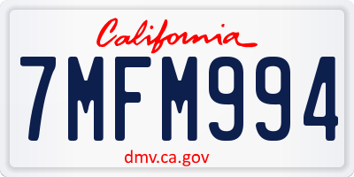 CA license plate 7MFM994