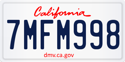 CA license plate 7MFM998