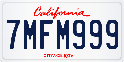 CA license plate 7MFM999