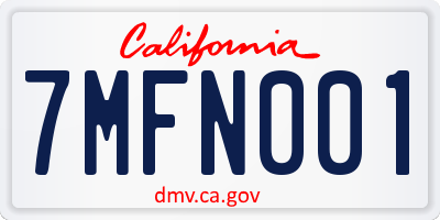 CA license plate 7MFN001
