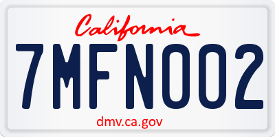CA license plate 7MFN002