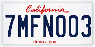 CA license plate 7MFN003