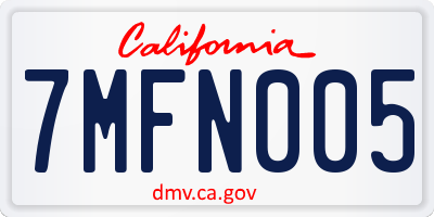 CA license plate 7MFN005
