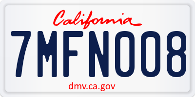 CA license plate 7MFN008